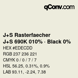 Farbcode: J+S Rasterfaecher - J+S 690K 010% · Black 0% | qconv.com