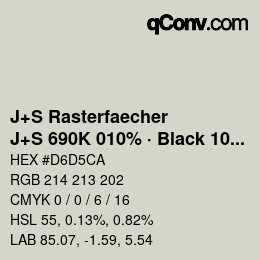 カラーコード: J+S Rasterfaecher - J+S 690K 010% · Black 10% | qconv.com