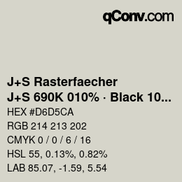 Color code: J+S Rasterfaecher - J+S 690K 010% · Black 10% | qconv.com