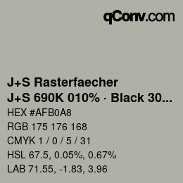 Farbcode: J+S Rasterfaecher - J+S 690K 010% · Black 30% | qconv.com