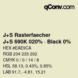 Farbcode: J+S Rasterfaecher - J+S 690K 020% · Black 0% | qconv.com