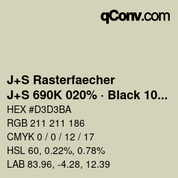 Farbcode: J+S Rasterfaecher - J+S 690K 020% · Black 10% | qconv.com