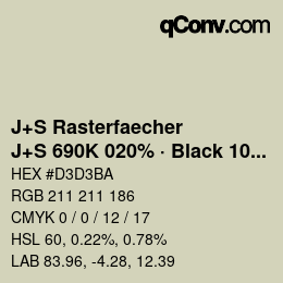 Code couleur: J+S Rasterfaecher - J+S 690K 020% · Black 10% | qconv.com
