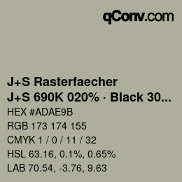 カラーコード: J+S Rasterfaecher - J+S 690K 020% · Black 30% | qconv.com