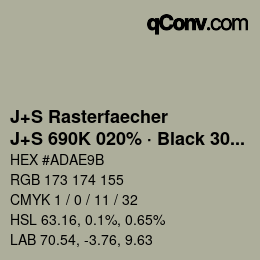 Color code: J+S Rasterfaecher - J+S 690K 020% · Black 30% | qconv.com