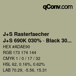 Farbcode: J+S Rasterfaecher - J+S 690K 030% · Black 30% | qconv.com