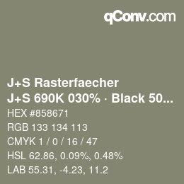 Color code: J+S Rasterfaecher - J+S 690K 030% · Black 50% | qconv.com