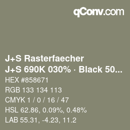 Farbcode: J+S Rasterfaecher - J+S 690K 030% · Black 50% | qconv.com