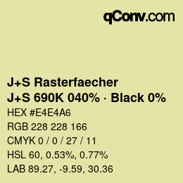 Farbcode: J+S Rasterfaecher - J+S 690K 040% · Black 0% | qconv.com