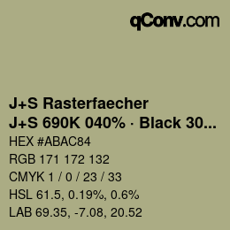 Color code: J+S Rasterfaecher - J+S 690K 040% · Black 30% | qconv.com