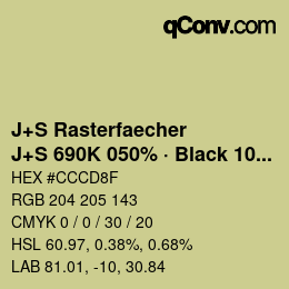 Farbcode: J+S Rasterfaecher - J+S 690K 050% · Black 10% | qconv.com