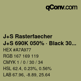 Farbcode: J+S Rasterfaecher - J+S 690K 050% · Black 30% | qconv.com
