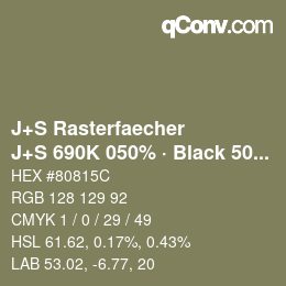 Code couleur: J+S Rasterfaecher - J+S 690K 050% · Black 50% | qconv.com