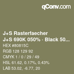 Color code: J+S Rasterfaecher - J+S 690K 050% · Black 50% | qconv.com