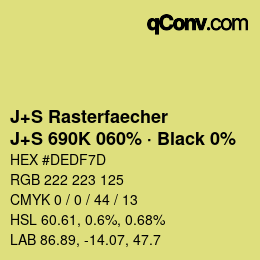 Farbcode: J+S Rasterfaecher - J+S 690K 060% · Black 0% | qconv.com