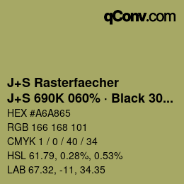 カラーコード: J+S Rasterfaecher - J+S 690K 060% · Black 30% | qconv.com