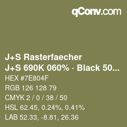 Farbcode: J+S Rasterfaecher - J+S 690K 060% · Black 50% | qconv.com