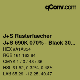 Farbcode: J+S Rasterfaecher - J+S 690K 070% · Black 30% | qconv.com