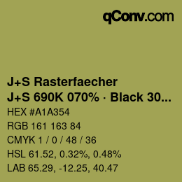 Color code: J+S Rasterfaecher - J+S 690K 070% · Black 30% | qconv.com