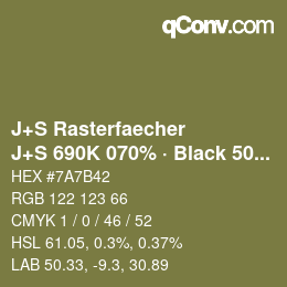 Color code: J+S Rasterfaecher - J+S 690K 070% · Black 50% | qconv.com