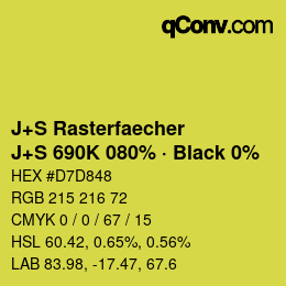 Code couleur: J+S Rasterfaecher - J+S 690K 080% · Black 0% | qconv.com