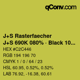 Farbcode: J+S Rasterfaecher - J+S 690K 080% · Black 10% | qconv.com