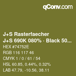 Farbcode: J+S Rasterfaecher - J+S 690K 080% · Black 50% | qconv.com