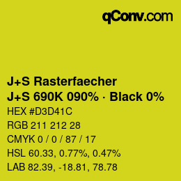 Farbcode: J+S Rasterfaecher - J+S 690K 090% · Black 0% | qconv.com