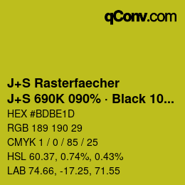 Farbcode: J+S Rasterfaecher - J+S 690K 090% · Black 10% | qconv.com