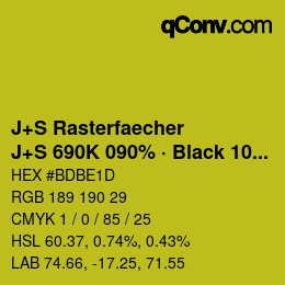 Color code: J+S Rasterfaecher - J+S 690K 090% · Black 10% | qconv.com