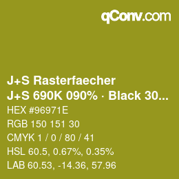 カラーコード: J+S Rasterfaecher - J+S 690K 090% · Black 30% | qconv.com