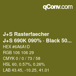 Code couleur: J+S Rasterfaecher - J+S 690K 090% · Black 50% | qconv.com