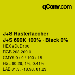 Farbcode: J+S Rasterfaecher - J+S 690K 100% · Black 0% | qconv.com