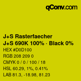 Color code: J+S Rasterfaecher - J+S 690K 100% · Black 0% | qconv.com