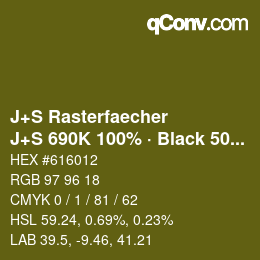 Code couleur: J+S Rasterfaecher - J+S 690K 100% · Black 50% | qconv.com