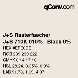 Code couleur: J+S Rasterfaecher - J+S 710K 010% · Black 0% | qconv.com