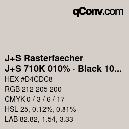 Code couleur: J+S Rasterfaecher - J+S 710K 010% · Black 10% | qconv.com