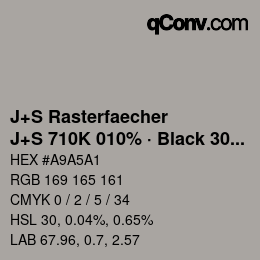 カラーコード: J+S Rasterfaecher - J+S 710K 010% · Black 30% | qconv.com