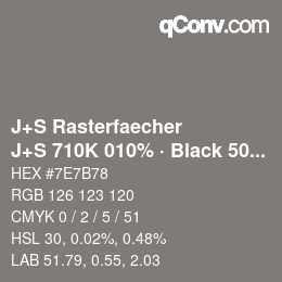 Farbcode: J+S Rasterfaecher - J+S 710K 010% · Black 50% | qconv.com