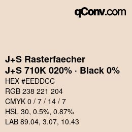 Farbcode: J+S Rasterfaecher - J+S 710K 020% · Black 0% | qconv.com