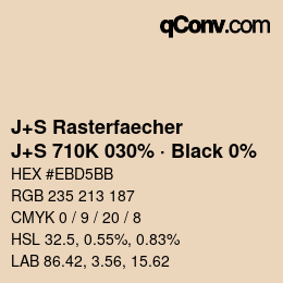 Farbcode: J+S Rasterfaecher - J+S 710K 030% · Black 0% | qconv.com