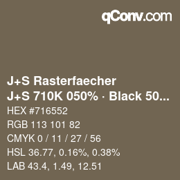 Code couleur: J+S Rasterfaecher - J+S 710K 050% · Black 50% | qconv.com