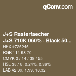 Farbcode: J+S Rasterfaecher - J+S 710K 060% · Black 50% | qconv.com