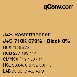 カラーコード: J+S Rasterfaecher - J+S 710K 070% · Black 0% | qconv.com