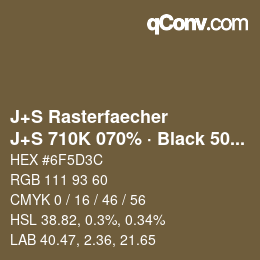 Code couleur: J+S Rasterfaecher - J+S 710K 070% · Black 50% | qconv.com