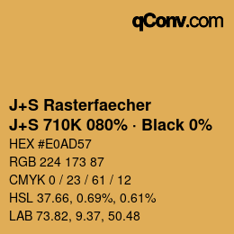 カラーコード: J+S Rasterfaecher - J+S 710K 080% · Black 0% | qconv.com