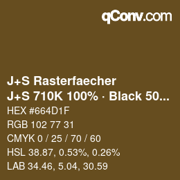 Code couleur: J+S Rasterfaecher - J+S 710K 100% · Black 50% | qconv.com