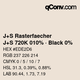 Farbcode: J+S Rasterfaecher - J+S 720K 010% · Black 0% | qconv.com