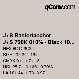 Farbcode: J+S Rasterfaecher - J+S 720K 010% · Black 10% | qconv.com