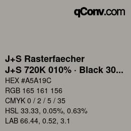 Farbcode: J+S Rasterfaecher - J+S 720K 010% · Black 30% | qconv.com